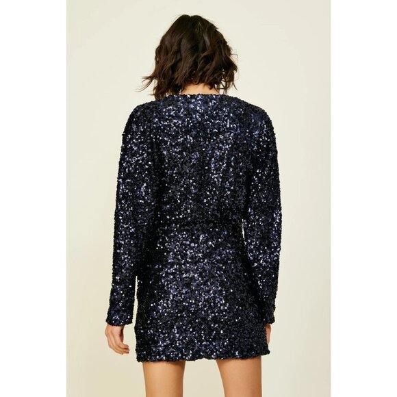 Line & Dot Midnight Mini Dress in Dark Navy Small New Womens Sequin Cocktail - Picture 11 of 13